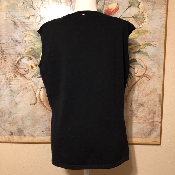 Sz XL Escada Shiloah Black and Silver Sleeveless Knit Top - Picture 11 of 16